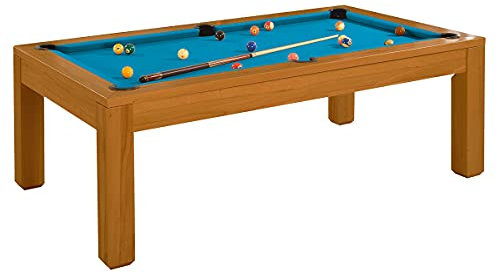 Billiard-Royal Billardtisch Pooltisch Modell Olivia Honig 8 ft. inkl Tischplatte mit hochwertigem K-55 Bandengummi und freier Tuchwahl, Tuchfarbe:Electric Blue