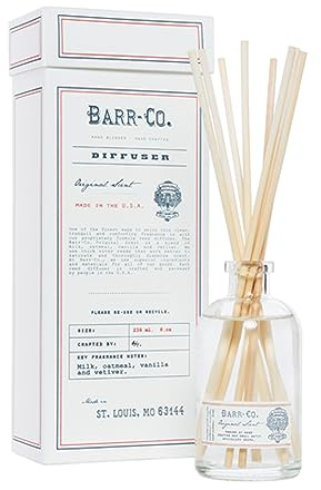 Barr-Co. Original Scent Reed Diffuser Kit, Tranquil Milky Scent with Oat, Vanilla & Vetiver, Reed Diffuser for Home, Long Lasting Aroma Diffuser, Refillable, 8 fl oz