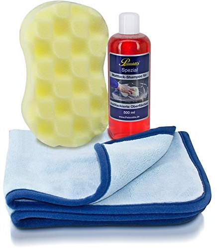 Petzoldt's Petzoldts Mattfolien- & Mattlack-Waschset, mit Shampoo, Waschschwamm & Trockentuch