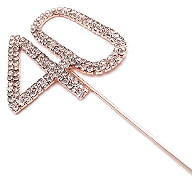 World of Sparkles 6cm Cake Toppers with Silver Diamante Rhinestones Diamonds and Rose Gold Base for Anniversary, Birthday Kids Children Adults Party