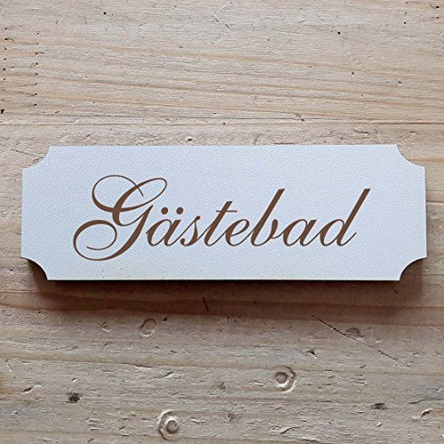 Schild « GÄSTEBAD » 20 x 6,7 cm - Dekoschild Holzschild Türschild - Büro Restaurant (20 x 6,7 cm)