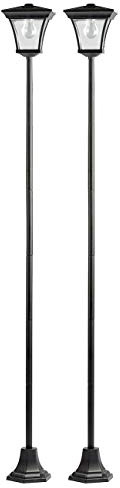 Lunartec Gartenlaterne Solar: 2er-Set Solar-LED-Gartenleuchten, je mit 200-cm-Lampenmast und Akku (Solarleuchten Laterne, Laterne Outdoor groß, Lampe)