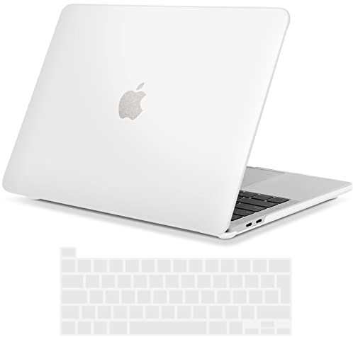 TECOOL Hülle nur Kompatibel mit MacBook Pro 16 Zoll 2020 2019 mit Touch Bar (A2141), Ultradünne Schutzhülle Hartschale Case mit Tastaturschutz (EU Layout), Frostweiß | Ultradünne Schutzhülle, Snap-on Hardcase, Ohne Logoausschnitt, EU Tastaturschutz, Soft-Touch Beschichtung