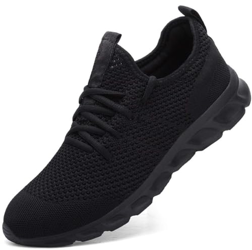 Damyuan Herr lätta atletiska löpning promenader gymskor casual sportskor mode sneakers promenadskor, Svart, 42.5 EU