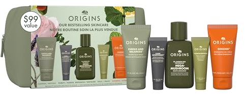 Origins Bestselling Skincare Set | Features Cleanser, Mask, Treatment Lotion, Serum & Moisturizer | With Peptides, Hyaluronic Acid & Niacinamide
