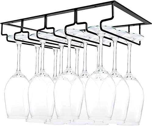 Uten Wine Racks, Wine Glass Rack, Hanging Wine Glass Holder, Stemware Rack with 4 Rows Can Hold 8-12 Wine Glasses, Wine Racks for Bar, Kitchen, Cafe with 4 Screws and Screwdrivers