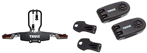 Thule 933100 Fahrradträger EasyFold XT, 2 Bikes, 13 pin & 986000 Wheel Straps Locks, 1size