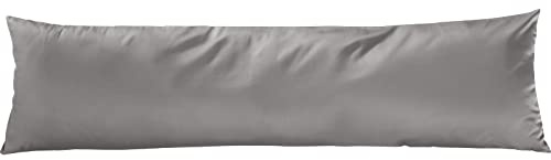 Pure Label Mako Satin Damast Streifen Bettwäsche 155x220 40x80 grau | Waschbar bis 60°C, Reißverschluss - Atmungsaktiv & Anti-Pilling
