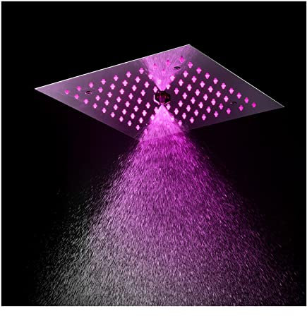 SHUGUANG Pommeau de Douche Carrée à LED, 12 Pouces Chromé 2 Modes Tête de Douche Encastrable Acier Inoxydable 64 Couleurs Pommeau de Douche Pluie Economie d'eau Tête Douchette,Phone Control