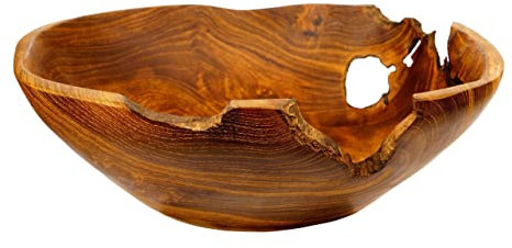 Windalf Holzschale YULI 28 cm 1 Stück Dekoschale Schlüsselablage Gemüseschale Handarbeit