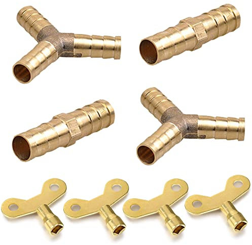 Y Stück Messing Schlauchverbinder 8 Pcs Entlüftungsschlüssel Messing Verbinder Messing Gas-t-stück Wasserhahn Schlüssel Heizungsentlüftungsschlüssel Schlauchverbinder Für Luft Wasser Gasleitung 10MM