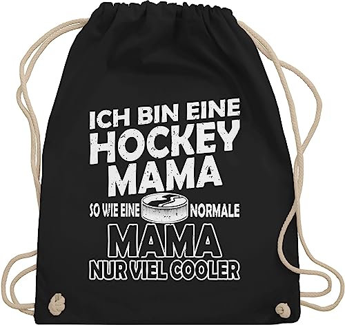 Turnbeutel Rucksack - Taschen - Ich bin eine Hockey Mama - So wie eine normale Mama nur viel cooler - schlicht - weiß - Unisize - Schwarz - stoffrucksack mommy mutter mum tasche muttertagsgeschenke