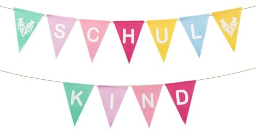 Einschulung Deko Schulkind Girlande Schulanfang Einschulung Schuleinführung Banner Wimpelkette 2025 Bunt Pastell Dekoration für Junge Mädchen Klassenzimmer Party (Dreieck)