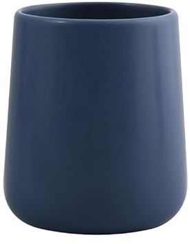 MSV - Gobelet en Céramique - Maonie Bleu Foncé Mat - 300 ML - Pratique Et Esthétique pour Salle de Bain - Facile à Nettoyer - Résistant à l'Humidité - 8.5 x 8.5 x 10 cm