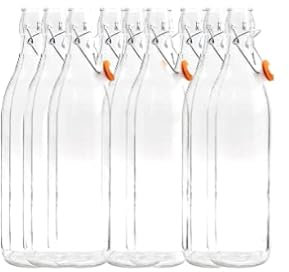 Emporio Enologico Vesuviano Set da 12 Bottiglia Costolata in Vetro con Tappo Ermetico 1 L