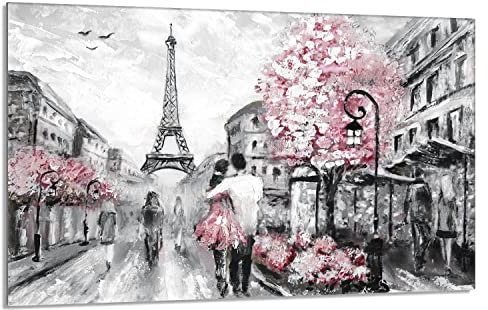 DarHaus Copri piano cottura induzione 80x52 cm copertura per piano cottura in vetroceramica 1 pezzi universale per piastre di cottura paraspruzzi tagliere in vetro temprato, Parigi rosa