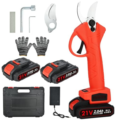 Akku Elektrische Gartenschere 30 mm Baumschere: Akku astschere mit 2PCS 21 V 2000 mAh Baterien für Garten, Äste, Blumenbeet