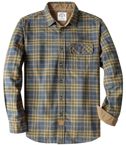 Dubinik® Flanellskjorta, rutig, långärmad, avslappnad, fritidsskjorta med heldragen knapprad, bröstficka, normal passform, XL