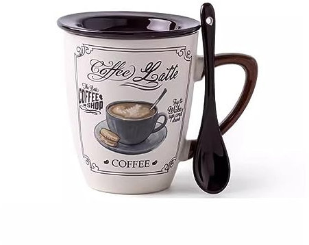 HEXEH Tasses Tasse à café de Luxe européenne Cappuccino Latte Tasse en céramique Vintage avec cuillère à Couvercle Café Boisson Tasse (Color : C)