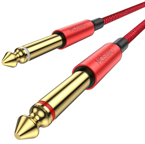 MOSWAG Cavo professionale per chitarra 2M Stereo Audio Cavo professionale per chitarra Cavo per strumenti in nylon intrecciato per chitarra elettrica, basso, amplificatore, tastiera, strumento rock