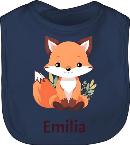 Baby Lätzchen - Süßer Fuchs Geschenk mit Name personalisiert I Wildtiere I Raubtier I Fox - Unisize - Navy Blau - +mit+fuchs fuchsmotiv personalisieren und füchse füchsen füchslein motiv