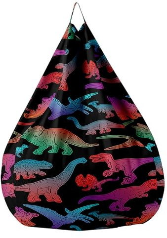 Treer Pouf Poltrona Sacco Senza Imbottitura, Motivo Dinosauro Fodera per Pouf a Sacco Fodera Poltrona Sacco con Cerniera Copertura per Poltrona a Sacco (90x110cm,Motivo Dinosauro)