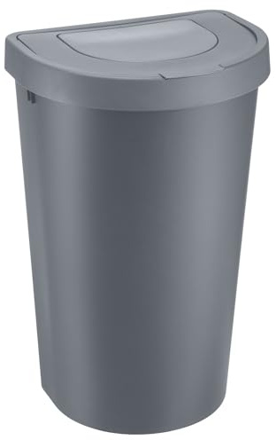 Plast Team Seattle Swing Abfalleimer mit Schwingdeckel, Mülleimer (Grau, 45L)