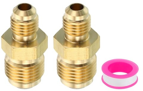 PATIKIL Connecteur Évasé Mâle 1/4 x 3/8 SAE 45 Degrés, 2 Pcs Adaptateur en Laiton Réduisant le Coupleur de Tube Union pour Conduite de Gaz d'Air CVC