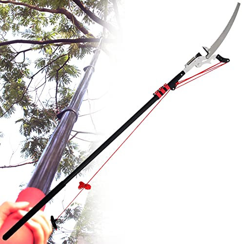 Telescopic Tree Pruner, 18FT/24FT Pole Saw Extendable Long Reach Tree Pruning Saw Tree Loppers for Pruning and Trimming Branches and Leaves-24FT
