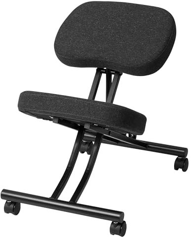 ProTuning EIFRED Kniestuhl Gunnared Schwarz-Grau, Zeitgenössisch, Kniestuhl, Stuhl, Arbeitszimmer, Ergonomisches Kniegelenk, Metall, Schaumstoff, Schwarzgrau, 66 cm x 45 cm x 67 cm, 100 kg, Indoor