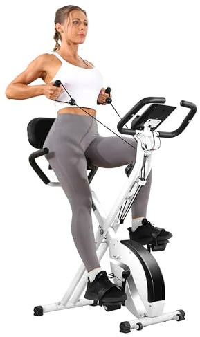 Exercise Bike, Micyox Magnetic Foldable Indoor Cycling Bike with LCD Display and Heart Rate Sensor Home Workout Bike with Resistance Bands Space-saving Fitness Exercise Equipment