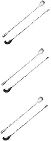 Amosfun 6 Piezas Cuchara de cóctel cucharas para cocteles agitador de café agitador para mezclar cocteles cuchara mezcladora de barra cucharas de coctelera Acero inoxidable