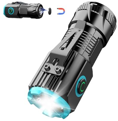 Mbiyhgta Small Powerful Flashlight, Strong Flashlights for Outdoor, Powerful LED Flashlight, Type-C Rechargeable Torch with Clip and Tail Magnet, Camping Lamp for Outdoor