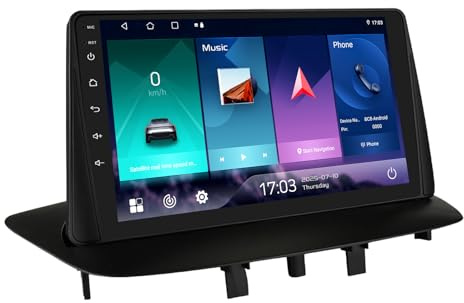 Ossuret Bilradio Android 14 för Renault Megane 3 2008-2014, 8 kärnor 6G+64G GPS Navi 9 tum QLED pekskärm med trådlös CarPlay Android Auto Bluetooth WiFi 4G LTE DSP spegel Link FM/AM