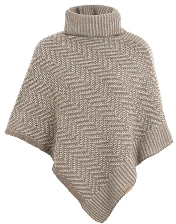 Knit Factory - Amber Stickad Poncho - Marron/Iced Clay - One Size