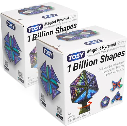 TOSY Magnet Pyramid Stone – 1 Würfel Wird zu 1 Milliarde Formen, 12 Teile, 243 Magnete, holografisches Magnet-Puzzle STEM/STEAM-Spielzeug, 2er-Pack