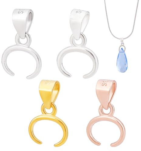 PH PandaHall 4 Stück 925 Sterling Silber Vergoldet Pinch Clip Bügelverschluss Schmuck Eispickel Pinch Bügel Für Anhänger 4 Farben Verbinder Mit Offener Öse Für Halskette