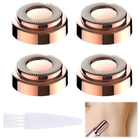 4Pcs Hair Remover Replacement Heads Compatible with Gen 2 Finishing Touch Flawless Facial Hair Removal Tool for Women, Facial Hair Remover Replacement Heads with Cleaning Brush, Rose Gold