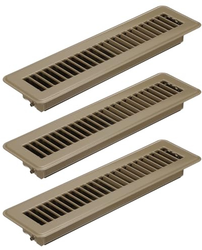 PATIKIL 12 X 2 Pulgadas Rejilla de Suelo, 3 Piezas Cubierta de Ventilación de Aire Resistente de Acero Ajustable para Decoración, Rejillas de Suelo Fáciles de Ajustar, Marrón