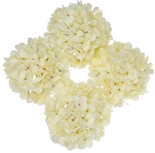 Oairse 19CM Large Artificial Hydrangea Flowers Heads 4PCS White Faux Hydrangea with Stems for DIY Floral Arrangements, Wedding Bridal Bouquets, Centrepieces, Home Party Event Decoration
