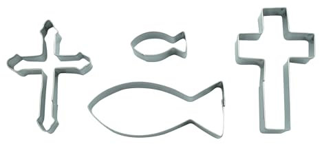 BekkiB - 4-er Set Ausstecher Christlich - Spülmaschinengeeignete Ausstechformen aus Edelstahl - Perfekt für Plätzchen & Tortendeko - 998501