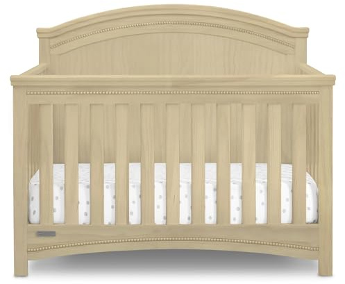 Simmons Kids SlumberTime Emma 4-in-1 Convertible Baby Crib N More - Greenguard Gold Certified, Natural Sandstone