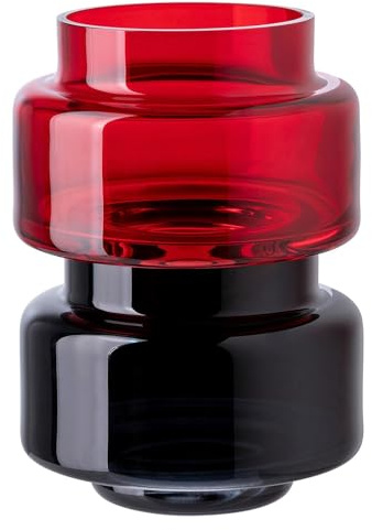 Fink 2-teiliges Teelichthalter Set Ø 10 cm aus Glas rot & schwarz stapelbar