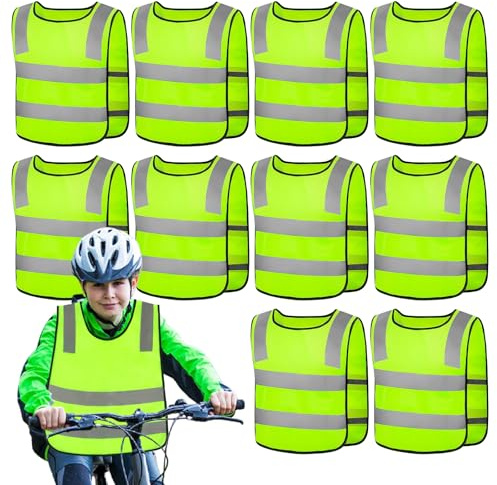 10 giubbotti di sicurezza per bambini, gilet di sicurezza per bambini, gilet di sicurezza per studenti, giubbotto riflettente, gilet di sicurezza riflettente, per la scuola, il traffico stradale, il
