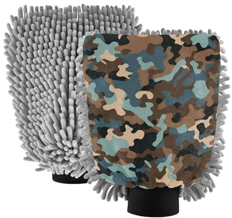 Guanto da lavaggio auto in microfibra blu mimetico marrone guanto antigraffio spugna per lavaggio auto