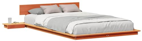 vidaXL Struttura del Letto Marrone 120 x 190 cm Legno, Set up Letto Moderno, Struttura Rettangolare con tavolino, arredo Minimalista per Vivere con Stile