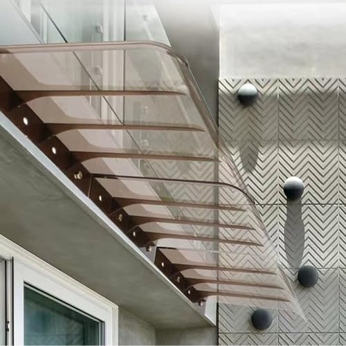 Curved Door Canopy with UV Protection - 40x220 cm Brown & Transparent Awning, Durable Pent Canopy for Rain & Snow, Stylish Entrance Cover for Home