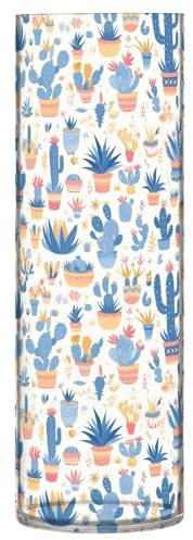 Florero grande de plástico con flores de suculentas y cactus de colores, decorativo, moderno, transparente, decoración del hogar, sala de estar, comedor, decoración de mesa