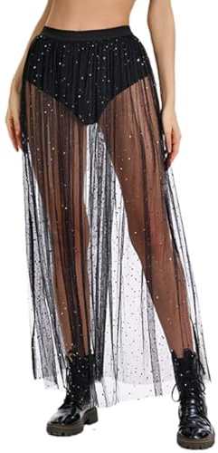 TYXHXTF Jupe Festival Femme, Tenue Festival Femme Coachella, Jupe Tulle Transparente, Vetement et Robe pour Festivall Outfit, Jupeen Tulle pour Tenue Coachella Femmes, Jupee Festivall Tullee Femmes