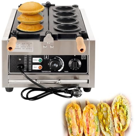 ZHDANB Plancha panini Temporizador Disquera Pan Cubano Industrial Máquina para paninis 50℃~300℃ Prensa de Hamburguesas Comercial para restaurantes/cafeterías/Camiones de Comida 4grids